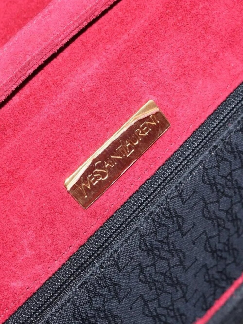 SAINT LAURENT Shoulder Bag Suede Bordeaux Gold Auth 172534 - Picture 11 of 16